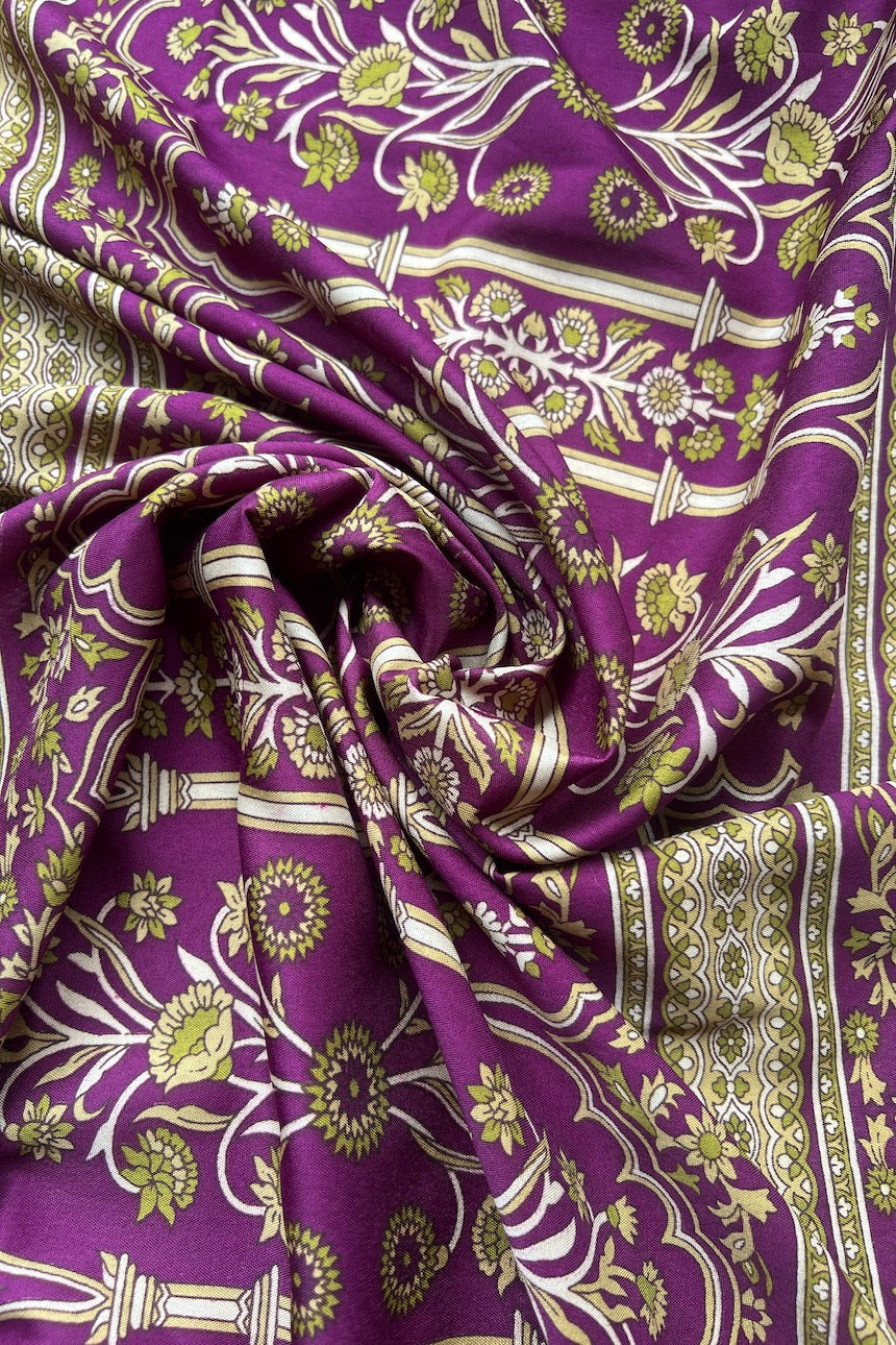 Sari Indio Vintage Bordado Morado Completo