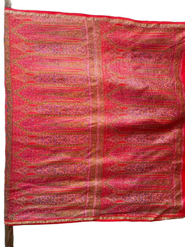 Corte De Tela De Saris Indios Vintage Estampado Rojo