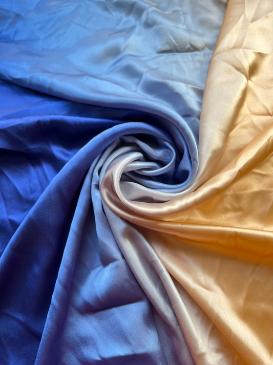 Seda Charmeuse Degradé Azul / Damasco