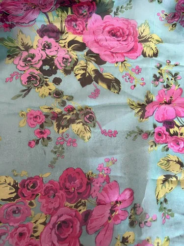 Gasa Chiffón Estampada Rosas Poliéster
