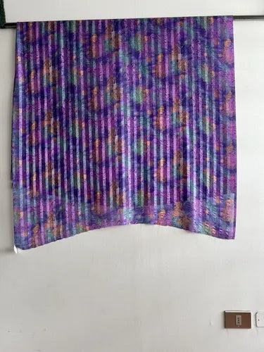 Gasa Chiffón Listada Estampada Morada Poliéster