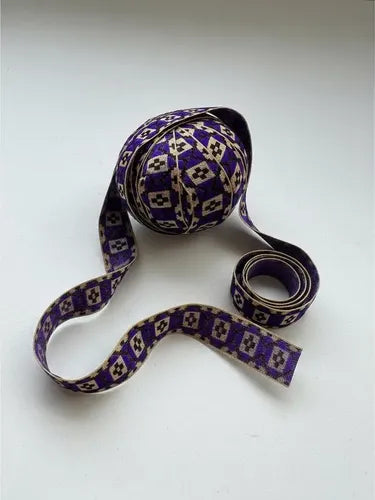 Cinta Pasamanería Bordada India Delgada Morado