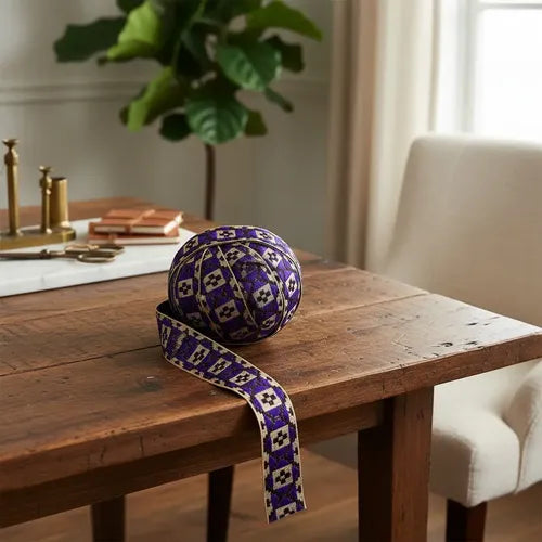Cinta Pasamanería Bordada India Delgada Morado