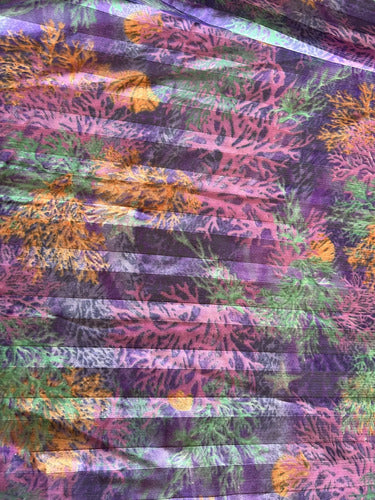 Gasa Chiffón Listada Estampada Morada Poliéster