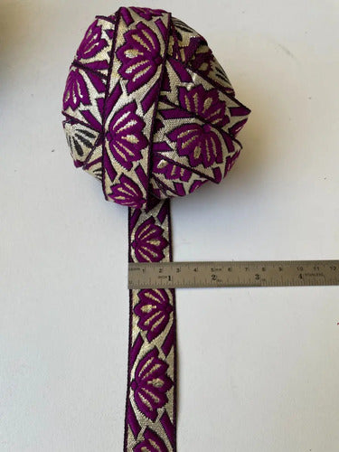 Cinta Pasamanería Bordada India Delgada Morado