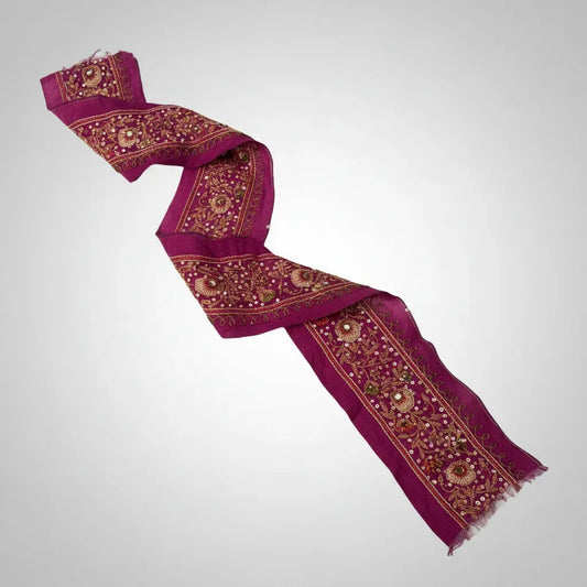 Cinta Pasamanería Bordada Vintage Seda Rosado