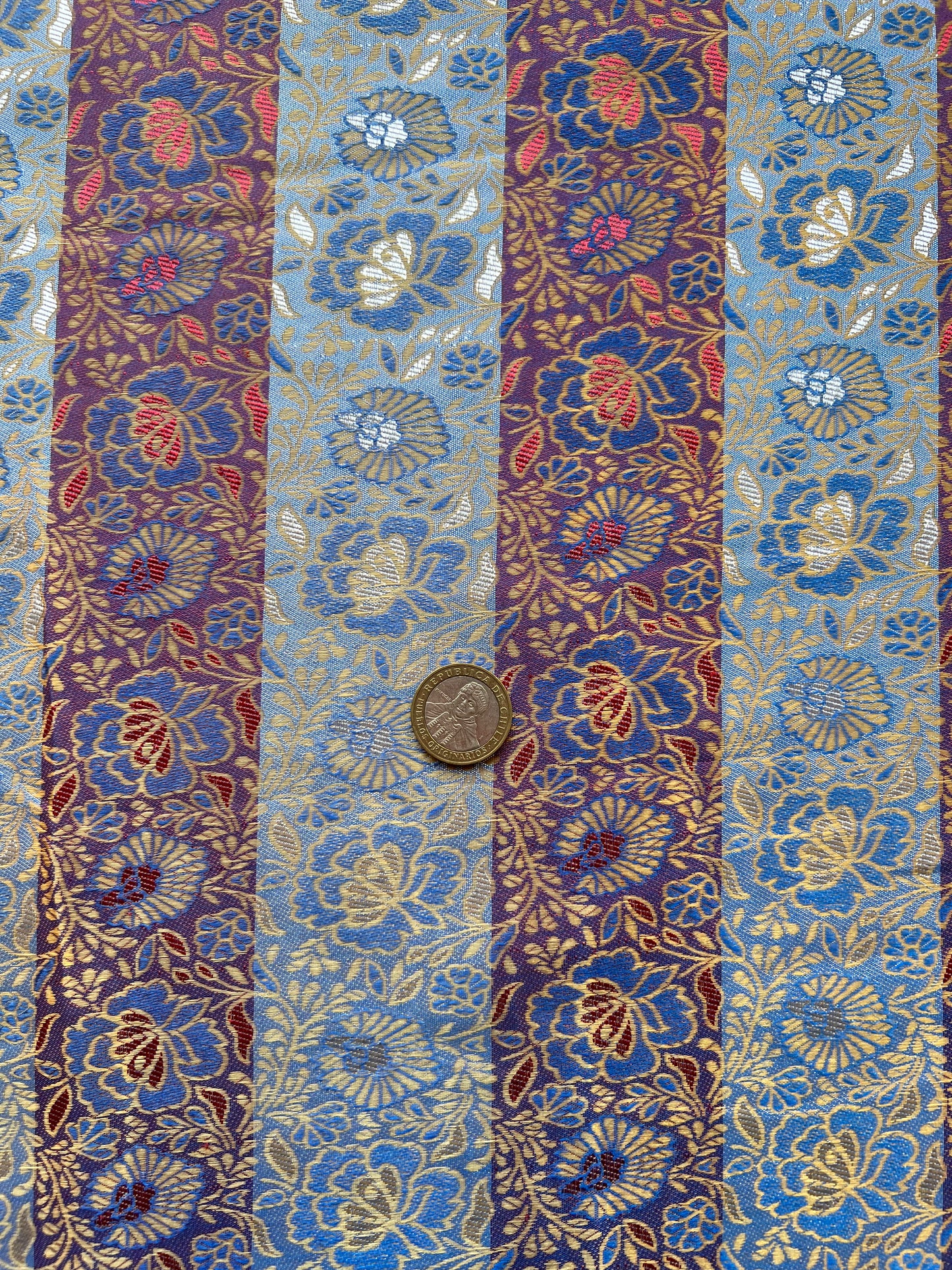 Brocado Floral Celeste /Dorado