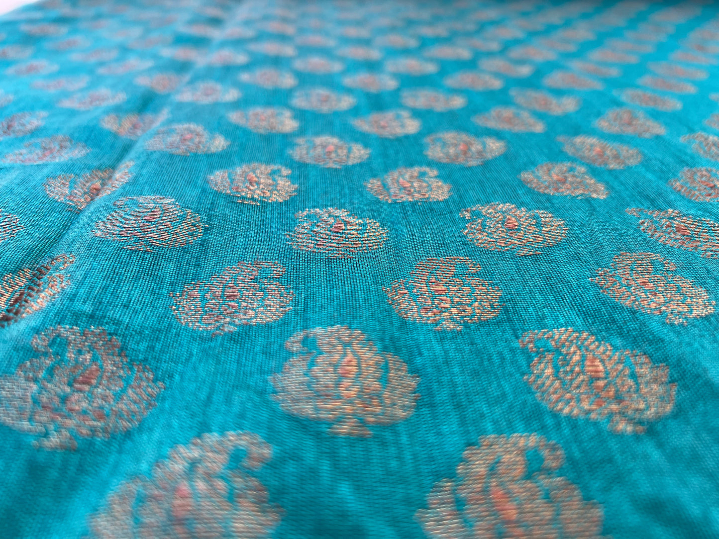 Brocado Floral Turquesa /Dorado