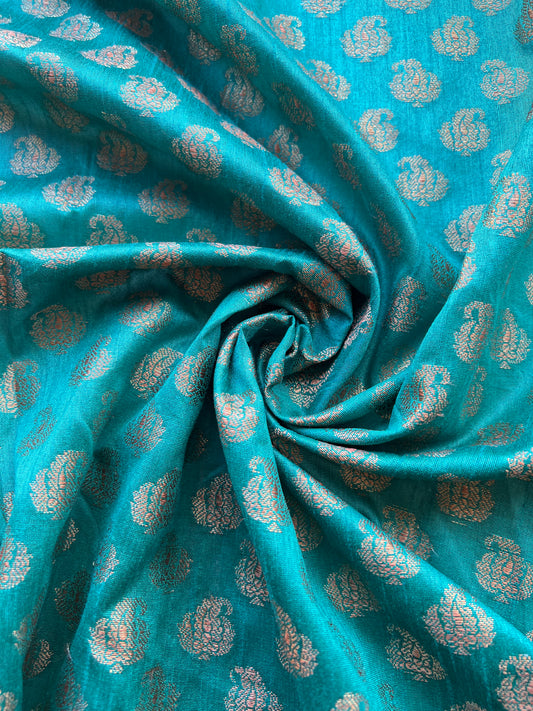 Brocado Floral Turquesa /Dorado