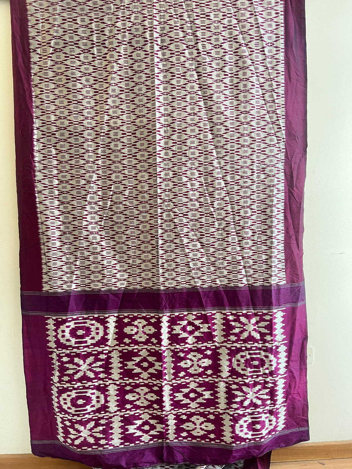 Sari De Seda Indio Vintage Gris y Morado por Metro