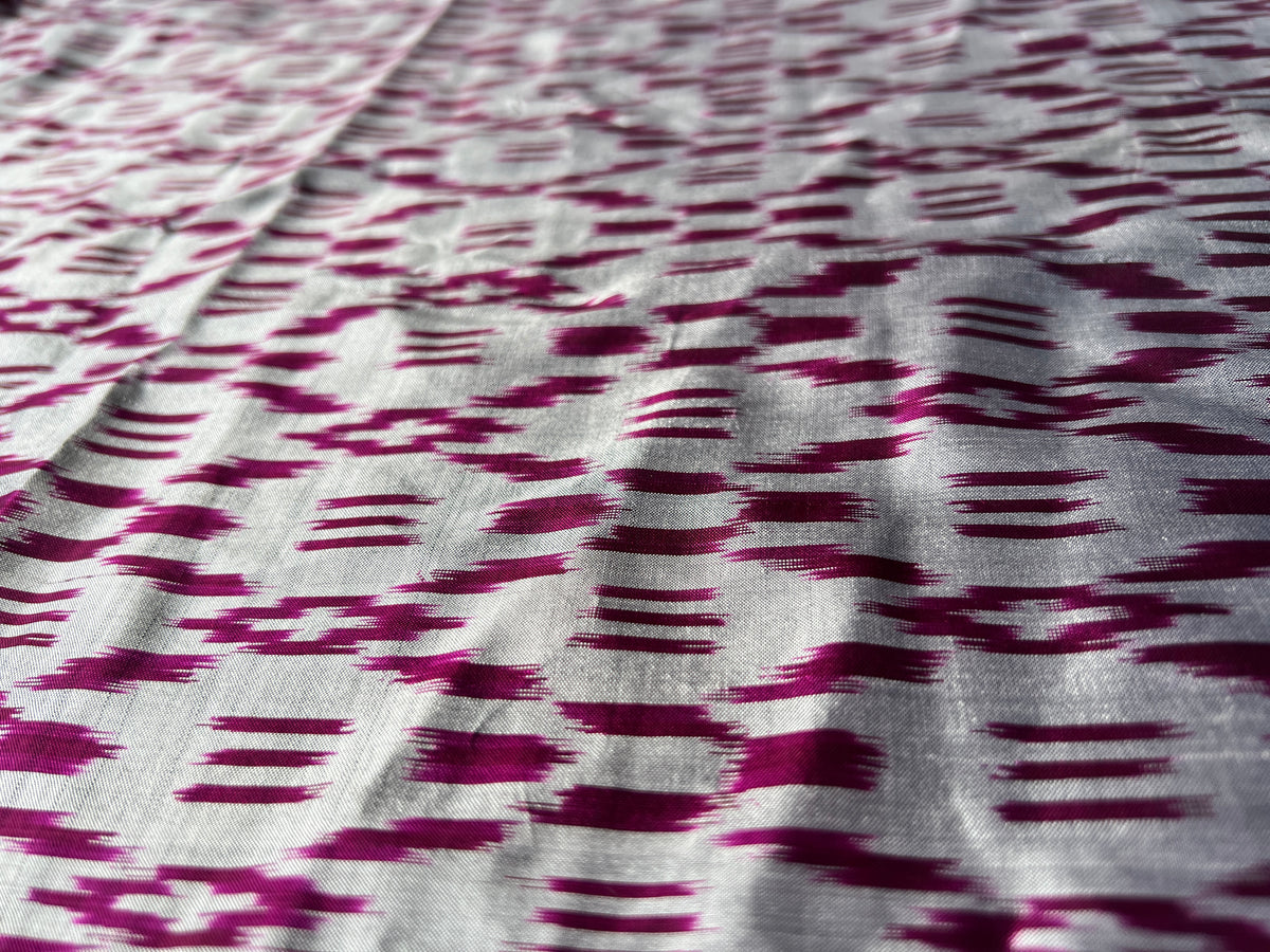 Sari De Seda Indio Vintage Gris y Morado por Metro