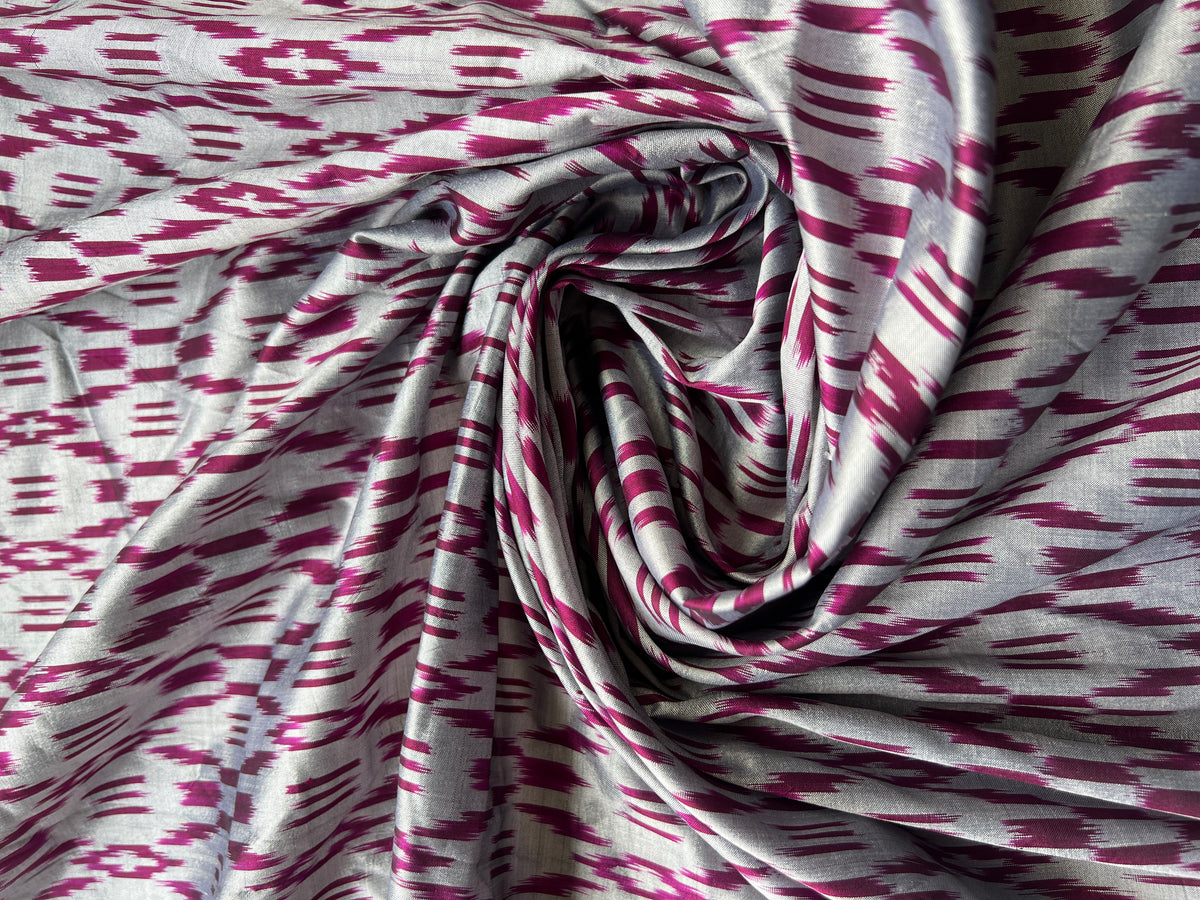 Sari De Seda Indio Vintage Gris y Morado por Metro