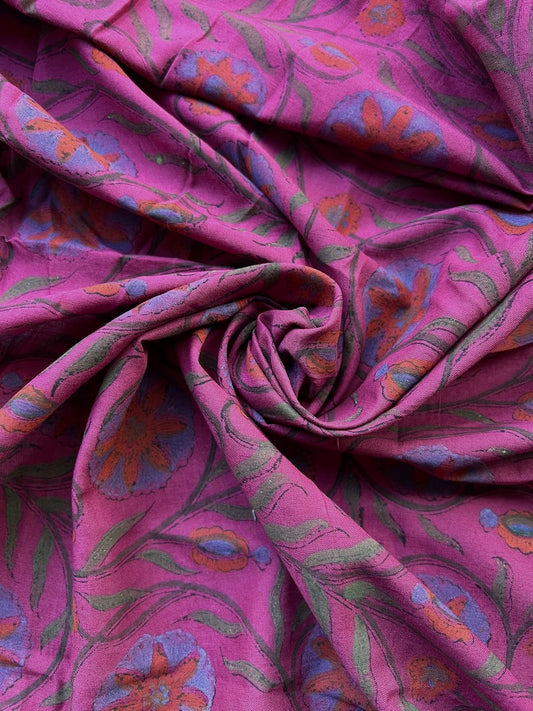 Algodón Block Print Indi Fucsia