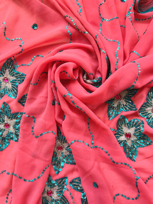 Corte Sari Indio Vintage Pedrería Rosado