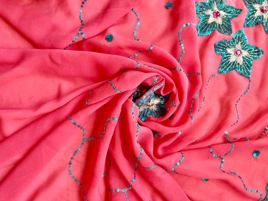 Sari Indio Vintage Pedrería Rosado