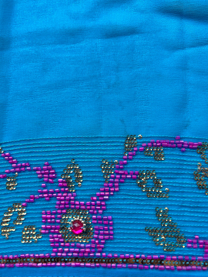 Sari Indio Vintage Seda Pedrería Calipso
