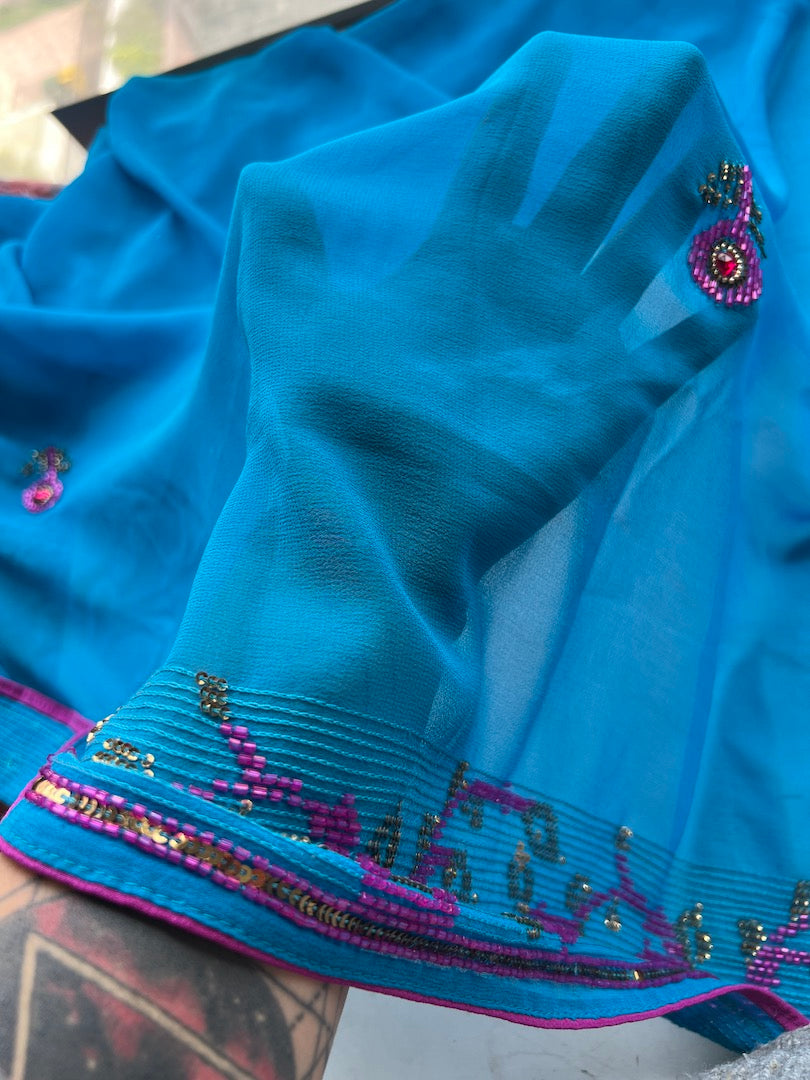 Sari Indio Vintage Seda Pedrería Calipso