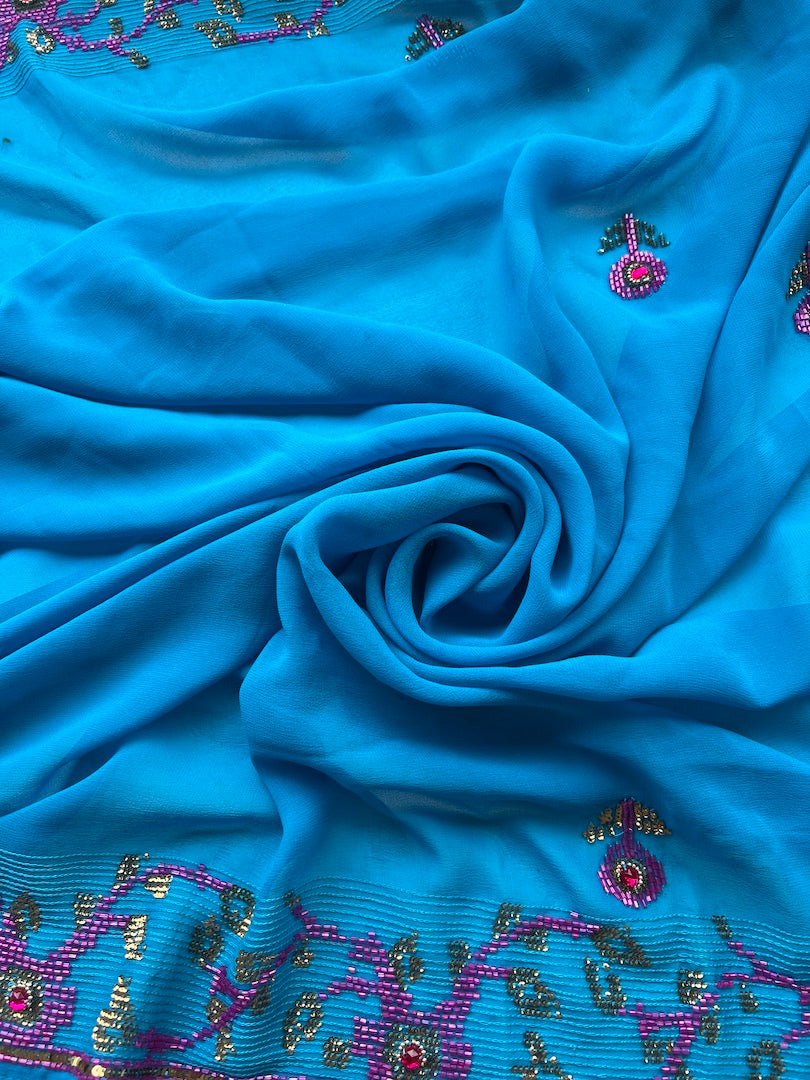 Sari Indio Vintage Seda Pedrería Calipso