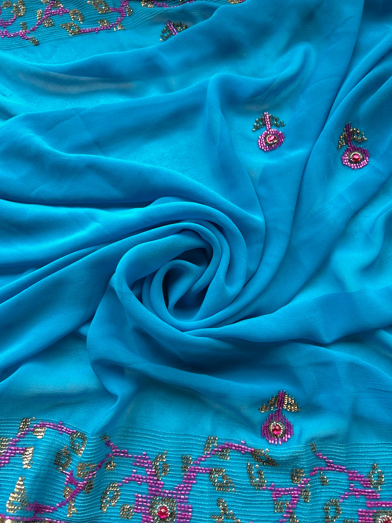 Sari Indio Vintage Seda Pedrería Calipso