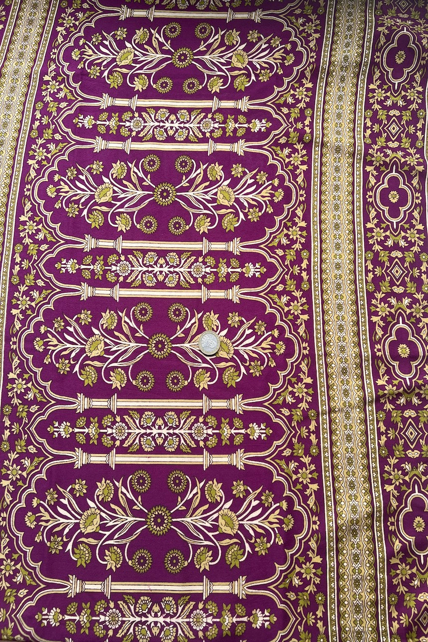 Sari Indio Vintage Bordado Morado Completo