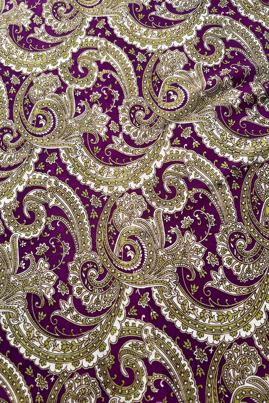 Sari Indio Vintage Bordado Morado Por Metro