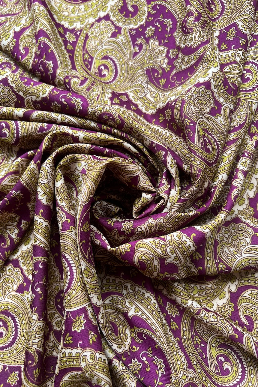 Sari Indio Vintage Bordado Morado Por Metro