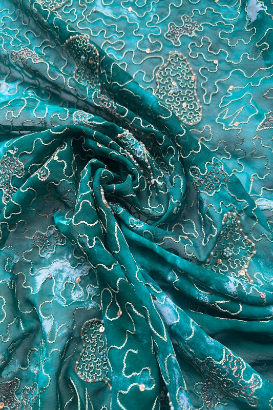 Sari Indio Vintage Verde Pieza Única