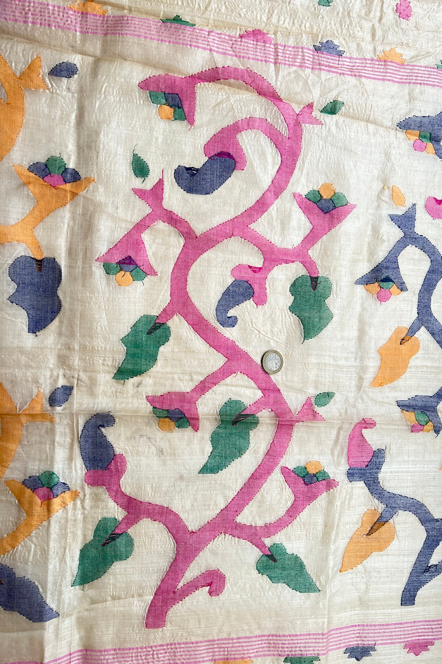 Sari Indio Vintage Seda Beige Completo