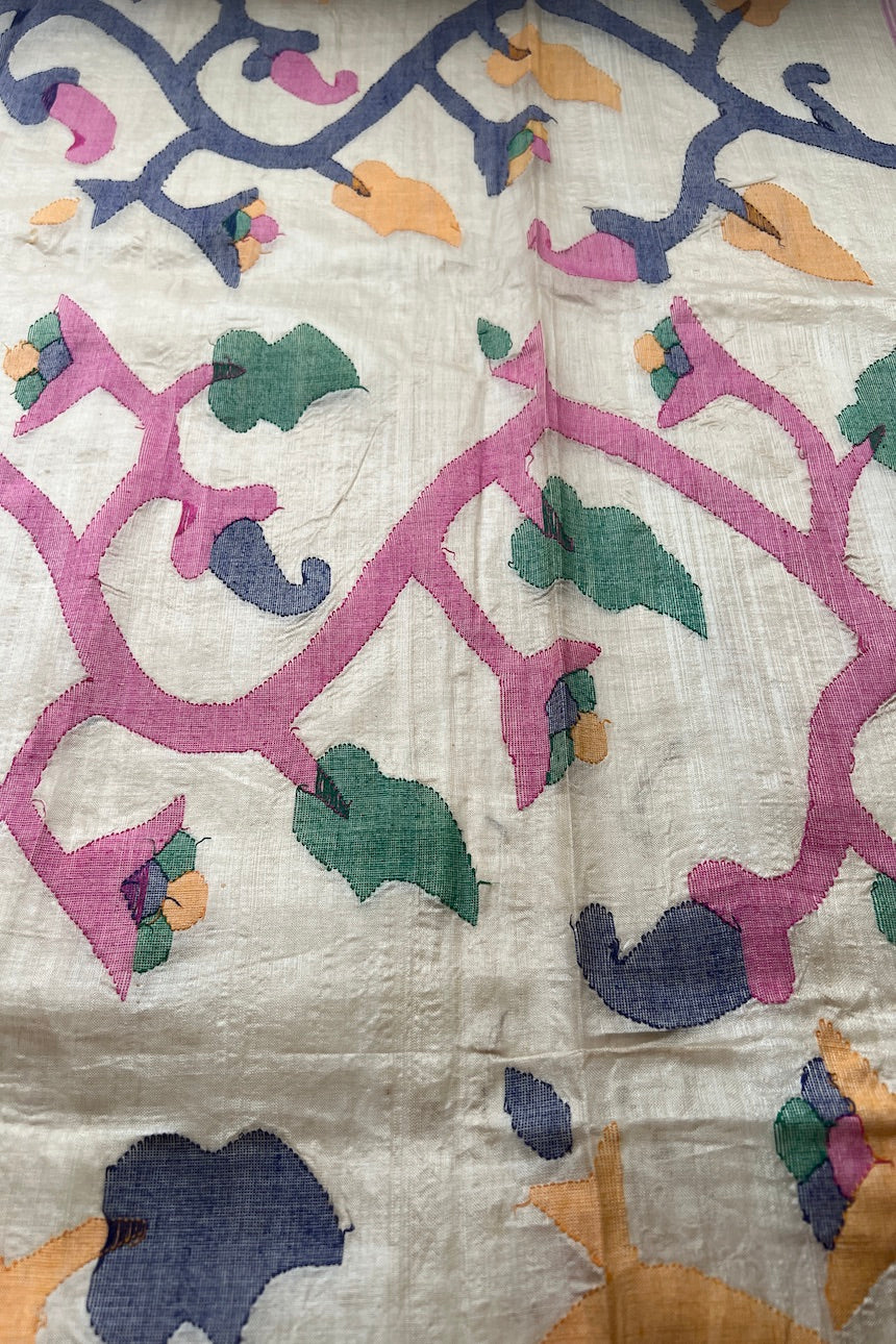 Sari Indio Vintage Seda Beige Completo