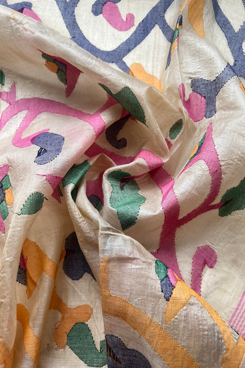Sari Indio Vintage Seda Beige Completo