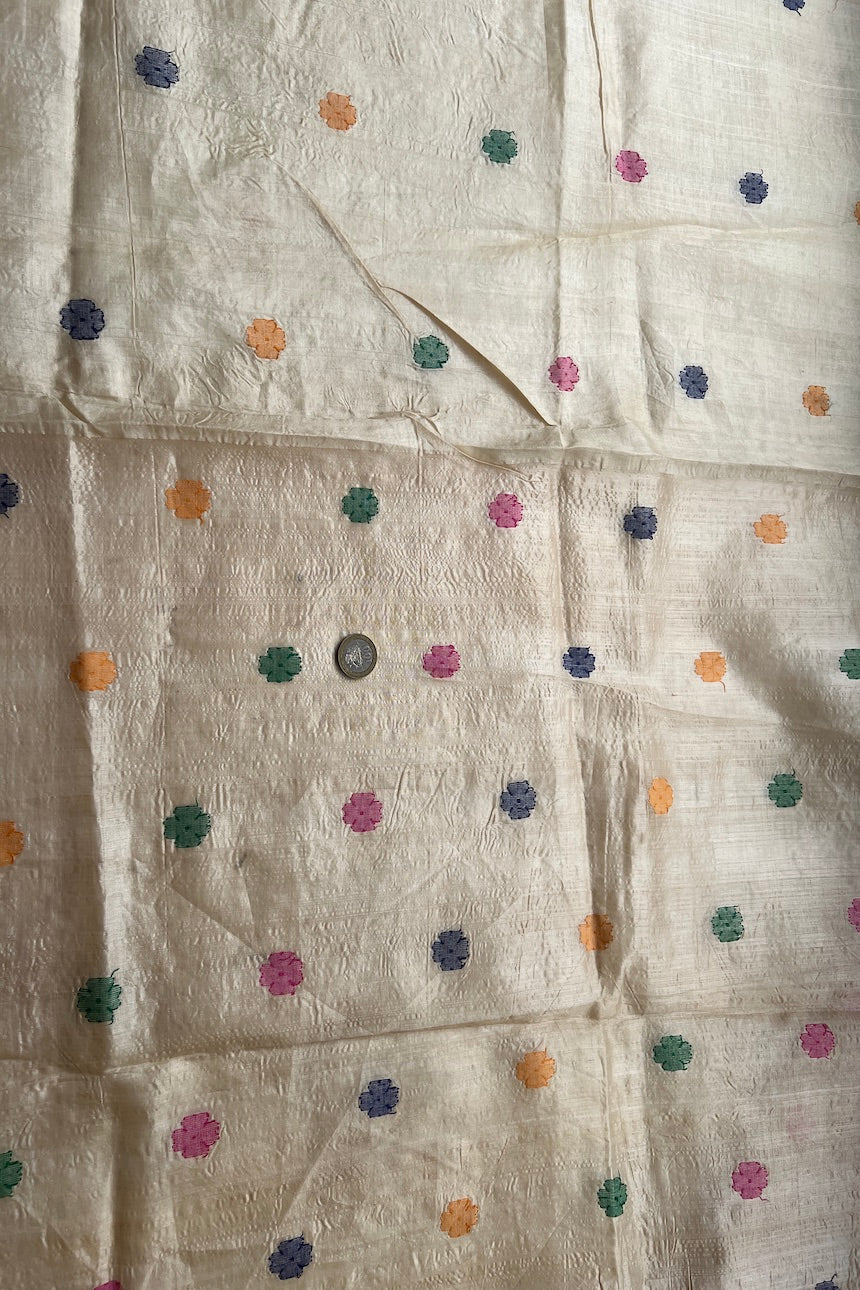 Sari Indio Vintage Seda Beige Completo