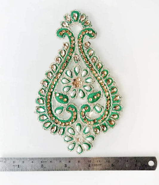 Parche De Tela Bordado Paisley Verde