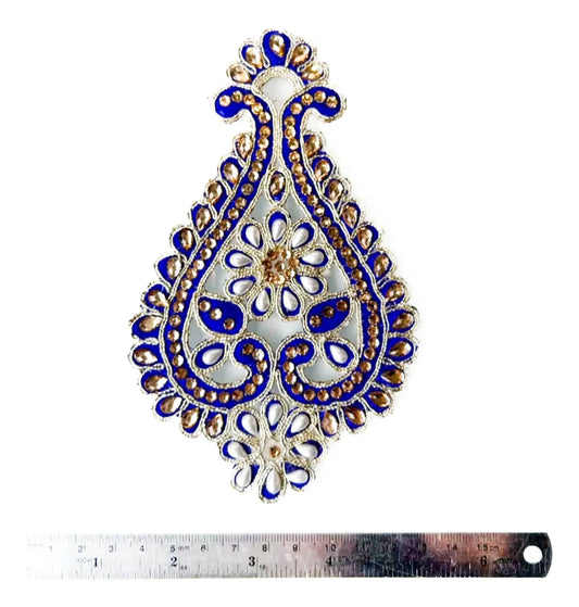 Parche De Tela Bordado Paisley Azul