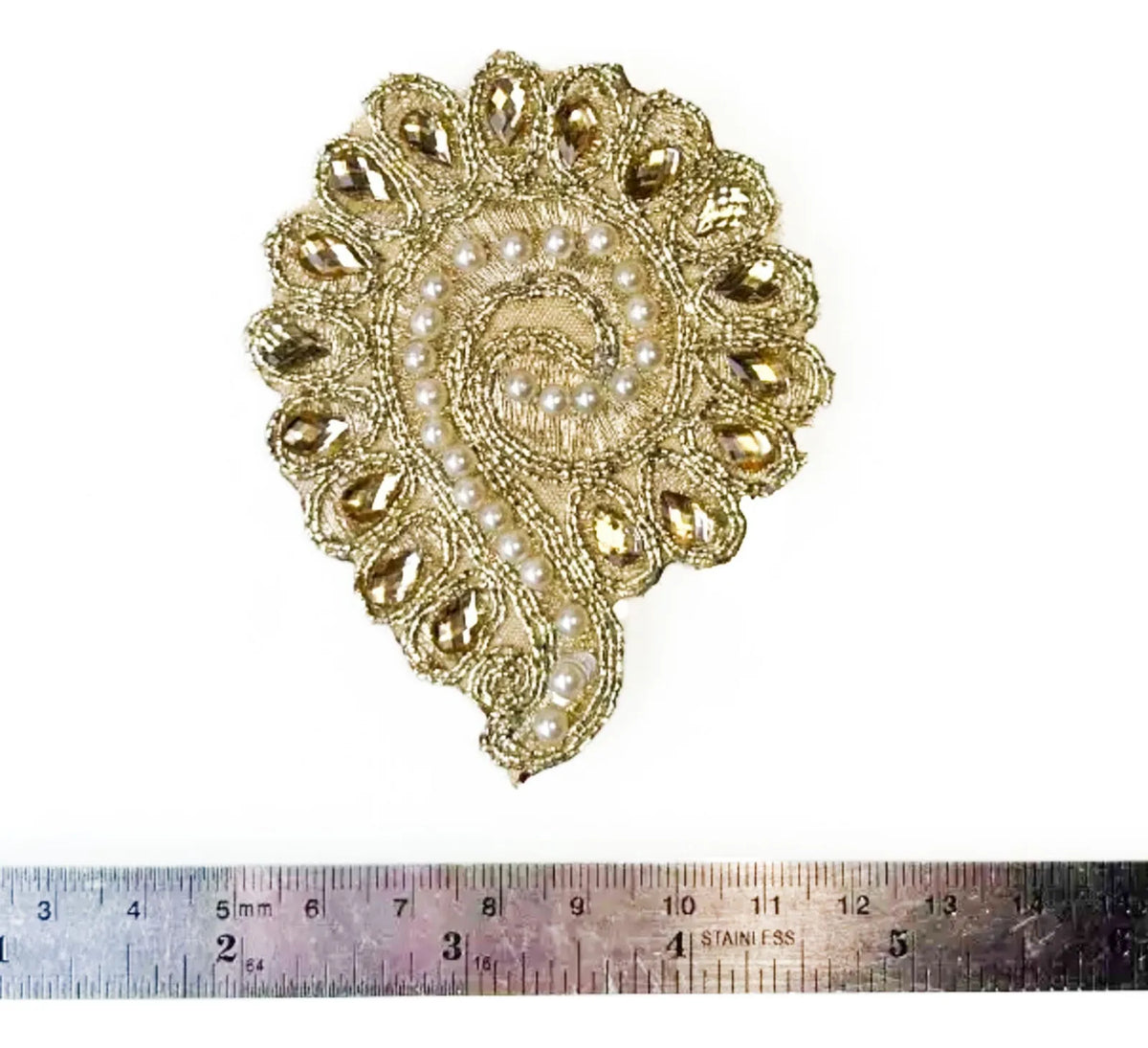 Parche De Tela Bordado Paisley Dorado