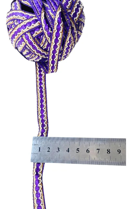 Cinta Pasamanería Bordada India Delgada Morado