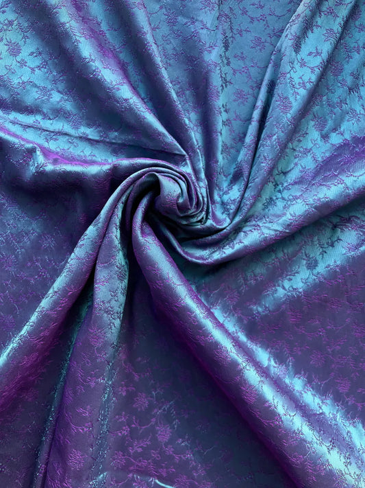 Seda Jacquard Azul Fiesta Tornasol