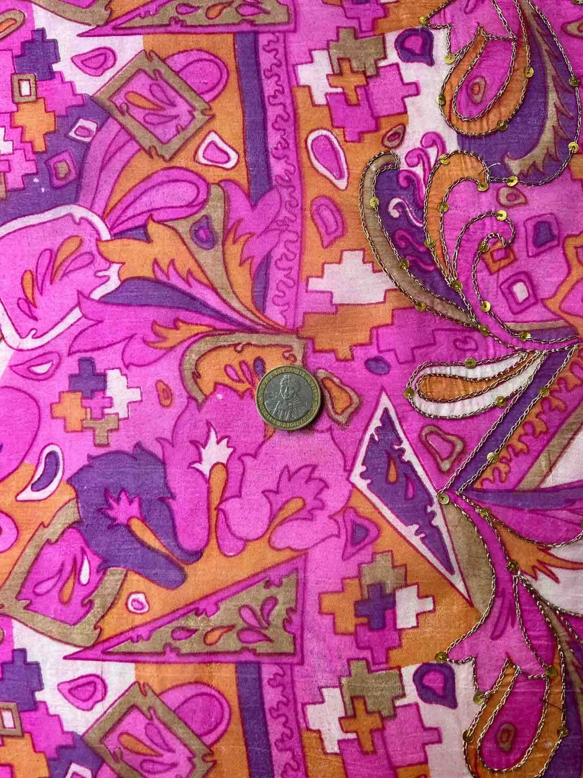 Sari Seda Rosado Estampado