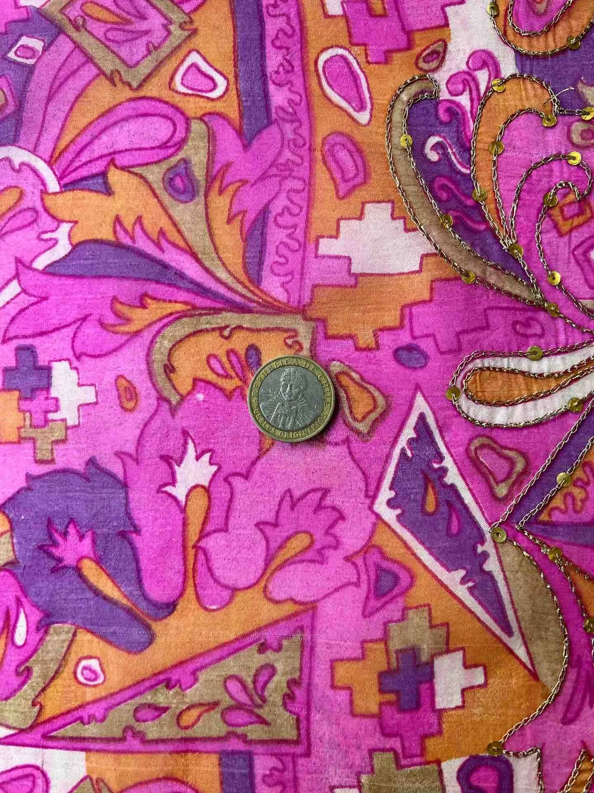 Sari Seda Rosado Estampado