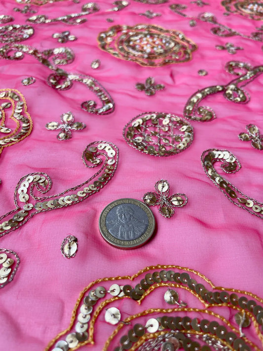 Sari Indio Vintage Pedrería Rosado