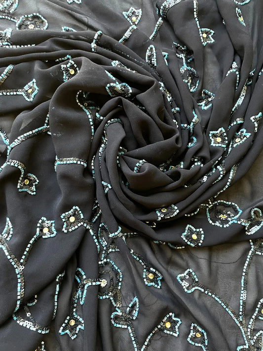 Sari Indio Vintage Pedrería Negro