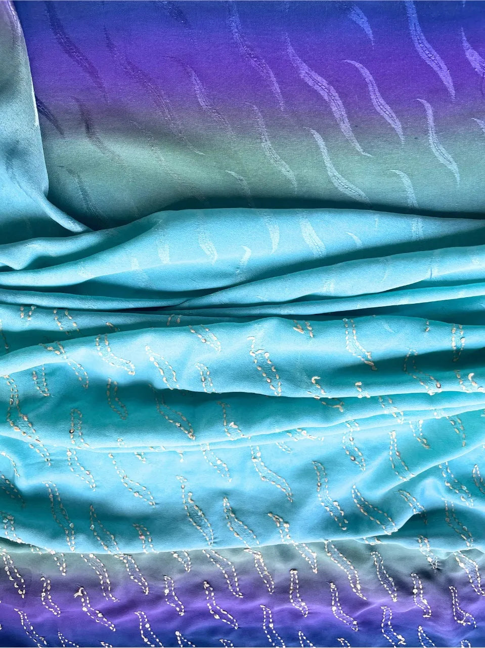Sari Indio Vintage Pedrería Celeste