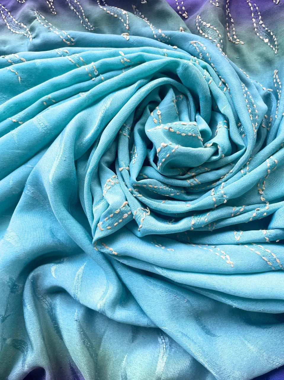 Sari Indio Vintage Pedrería Celeste