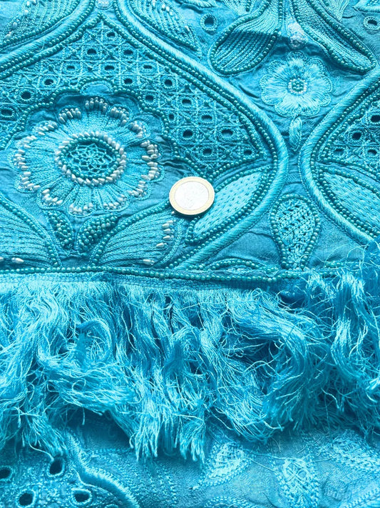 Corte De Tela De Saris Indios Vintage Bordada Seda Calipso