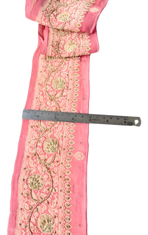 Cinta Pasamanería Bordada Vintage Seda Rosado